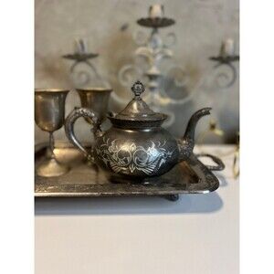 Antique Van Bergh Quadruple Silver Plated Teapot